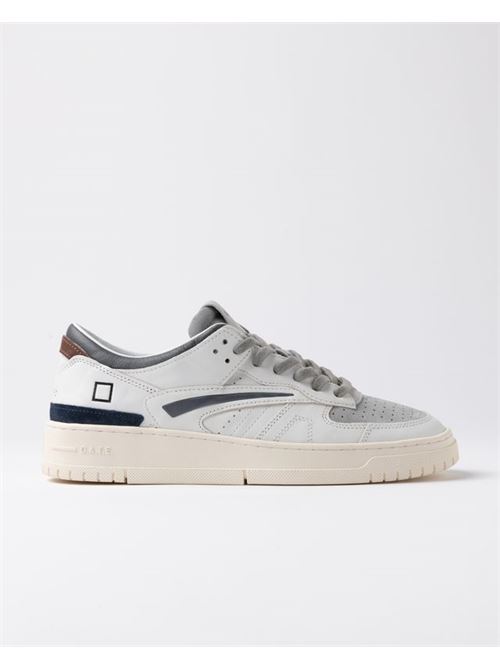 Sneakers bassa in pelle colore bianco e suede colore grey.